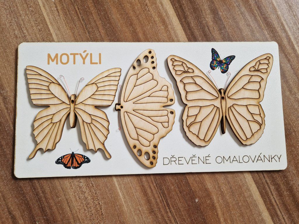 DŘEVĚNÉ OMALOVÁNKY - MOTÝLI