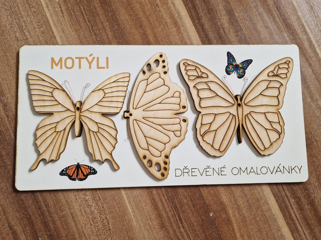 DŘEVĚNÉ OMALOVÁNKY - MOTÝLI